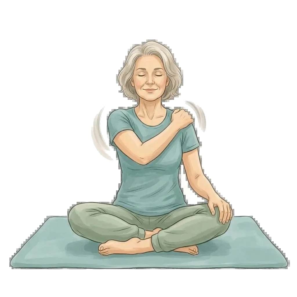 Woman seated doing a gentle shoulder circle