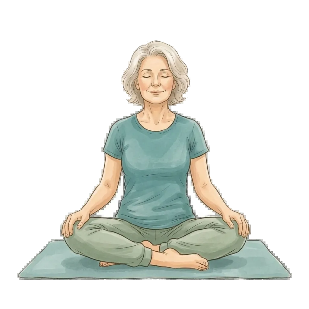 Woman seated tall and grounded on a mat