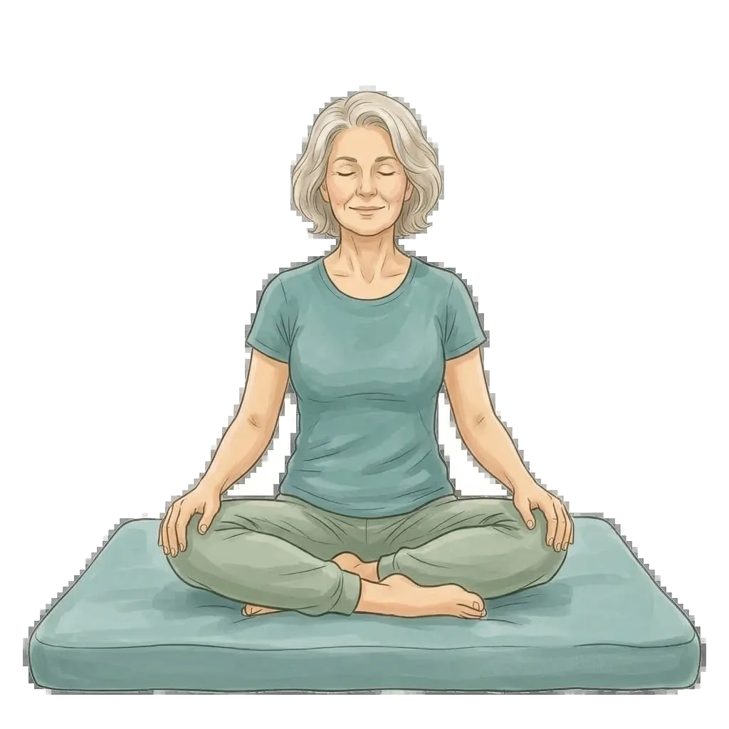 Woman seated in a calm, gentle movement