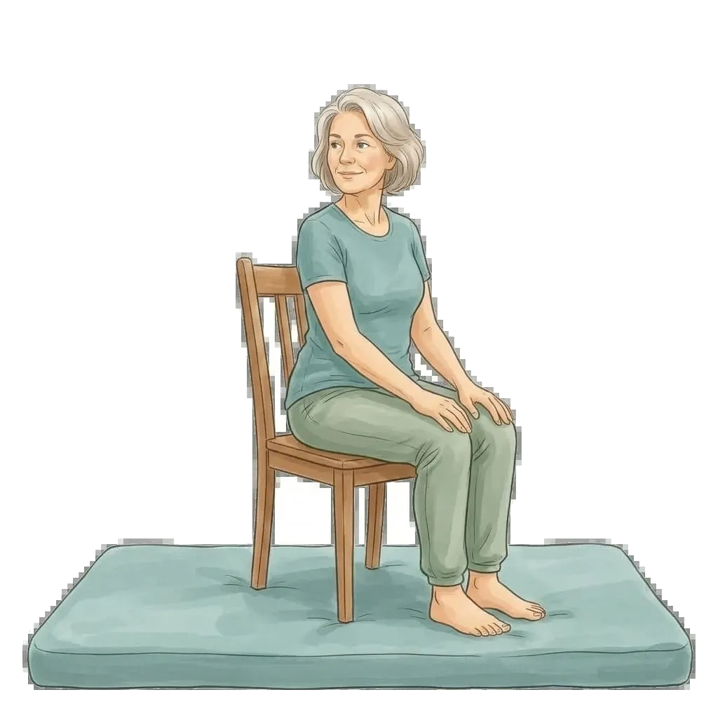 Woman doing a gentle seated movement on a chair
