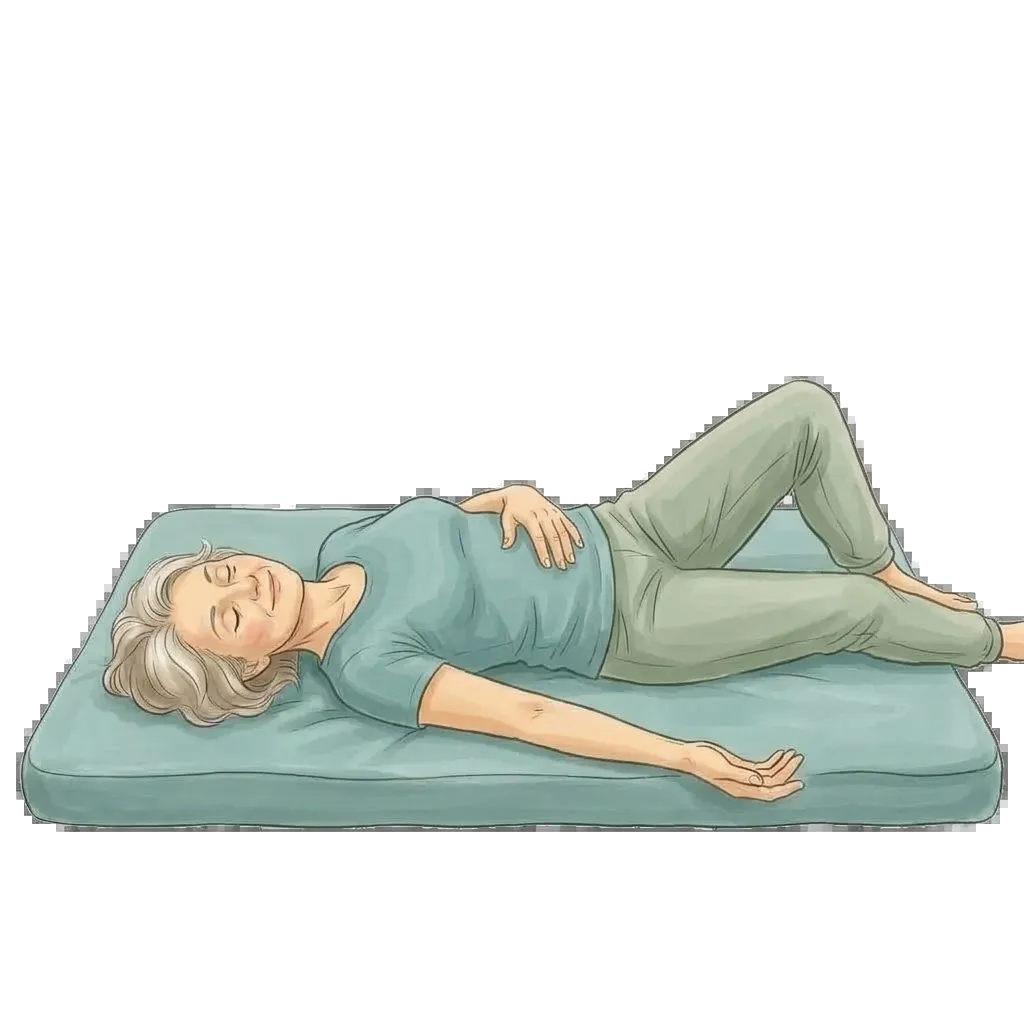 Woman lying on a mat winding down toward rest