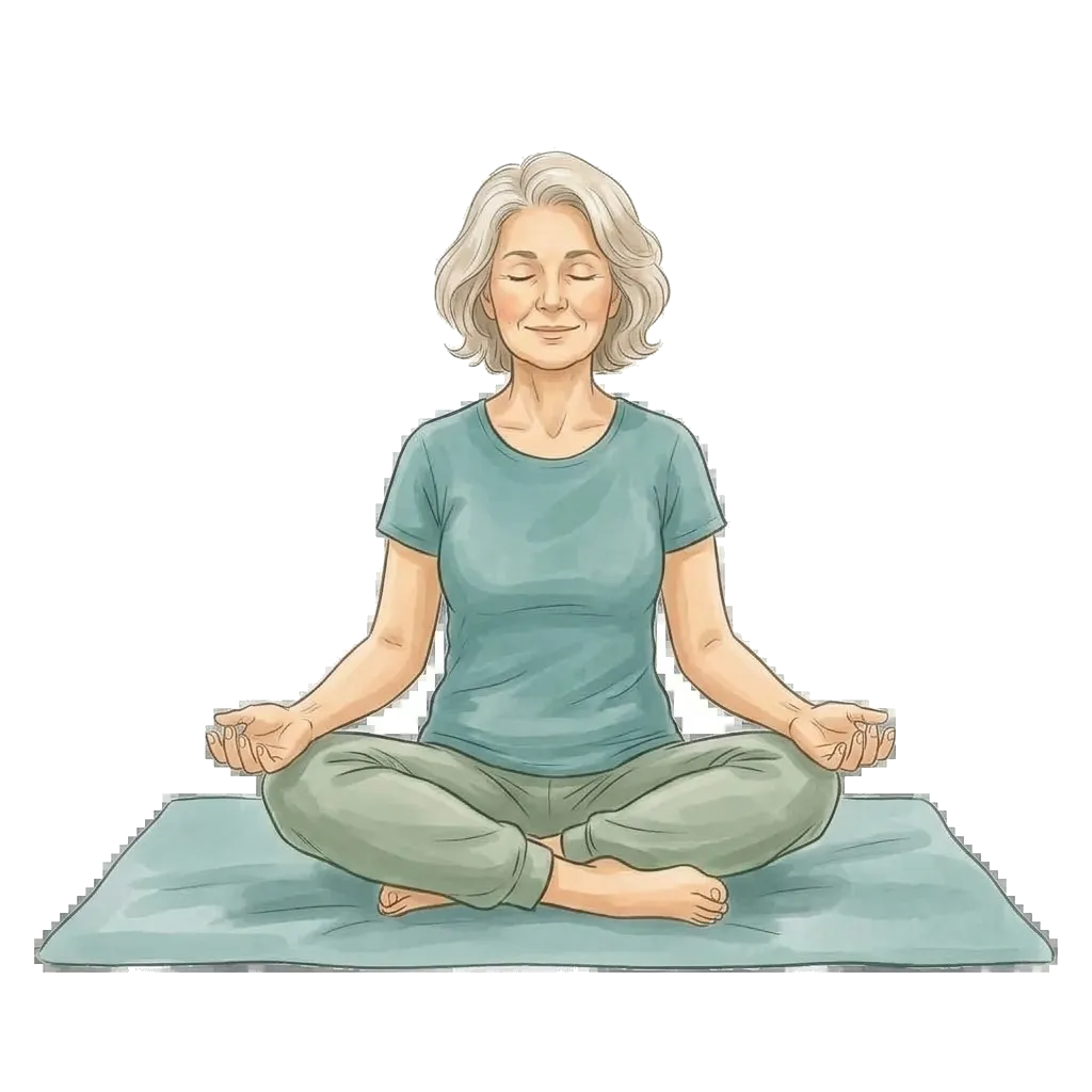 Woman seated in a calm grounding moment to start the day